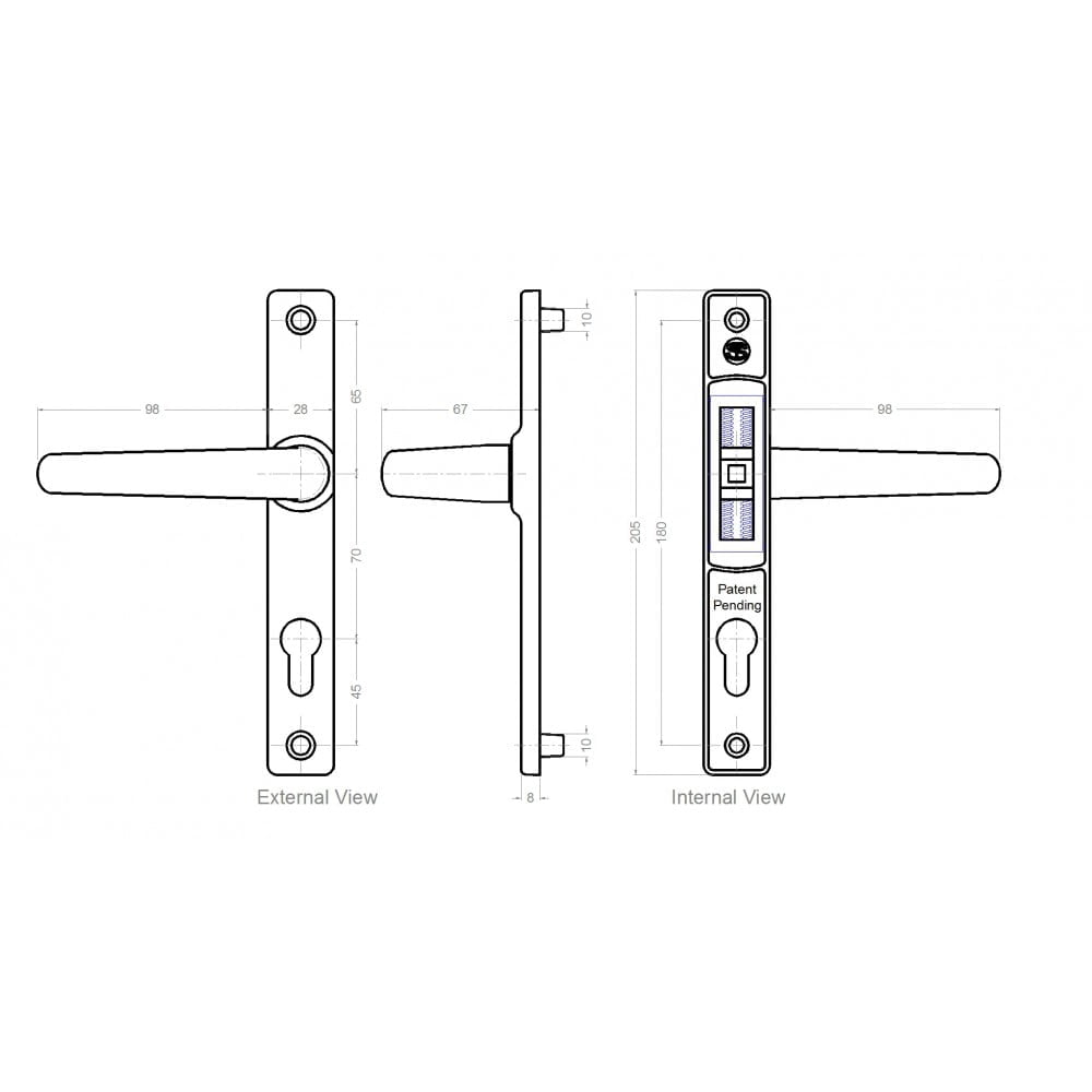 uPVC Door Handle No. 3 (Sprung) - Image 2