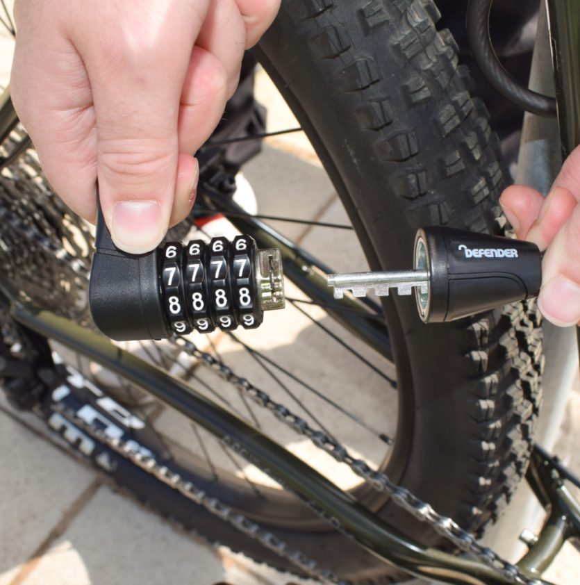 DEFENDER By Squire Cycle Cable Lock With 4 Wheel Combination 8mm x 1500mm - Image 2