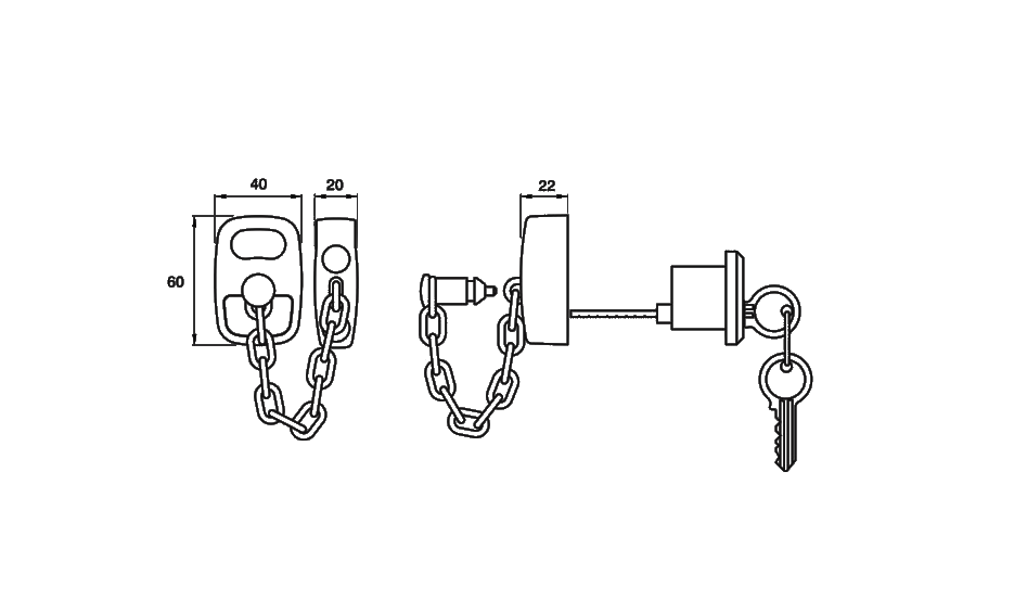 ASEC Door Chain with External Cylinder - Image 3