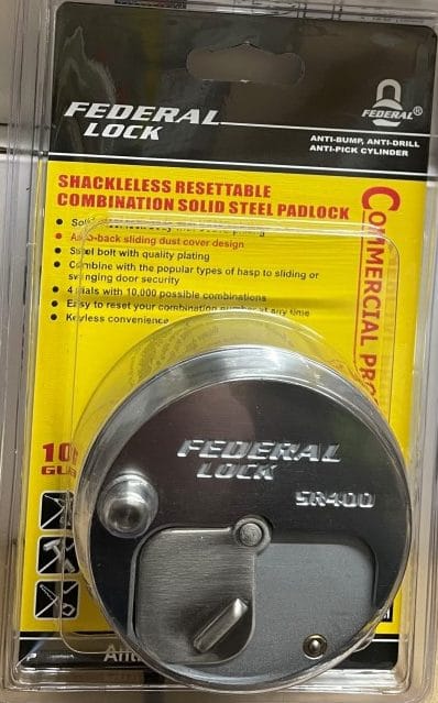 FEDERAL SR401 73MM COMBINATION PUCK PADLOCK (FLAT BACK)