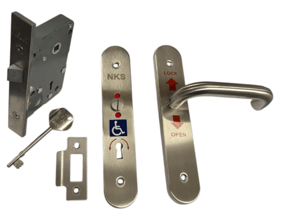 NKS NATIONAL KEY SCHEME DISABLED BATHROOM LOCKSET COMPLETE WITH HANDLE (RADAR TYPE)