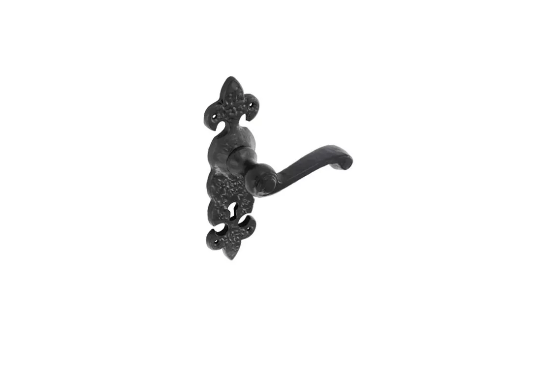 TSS Antique Black Scroll Lever On Plate Furniture
