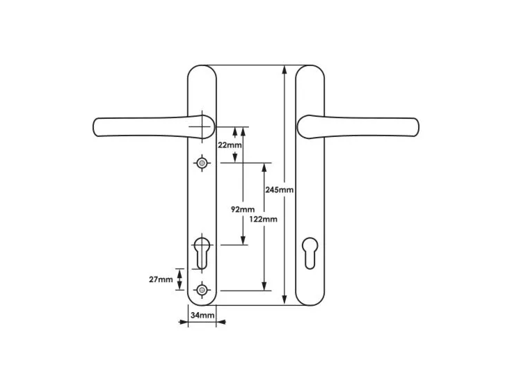 TSS Lever Lever UPVC Multipoint Door Handles - 92mm PZ Sprung 122mm Screw Centres - Long Backplate - Image 2