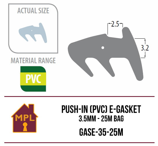 Push-in (PVC Nitrile) E Gasket 3.5mm – 1m
