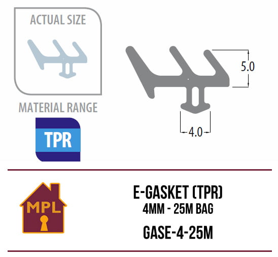 E-Gasket (TPR) 4mm – 1m Bag