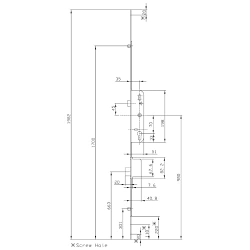 GU Ferco Munster Latch, 1 Deadbolt, 2 Rollers 35-70 - Image 2