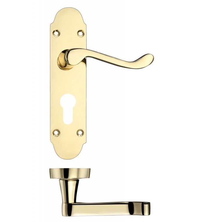 Victorian Lever Euro Door Handle Brass - Image 2