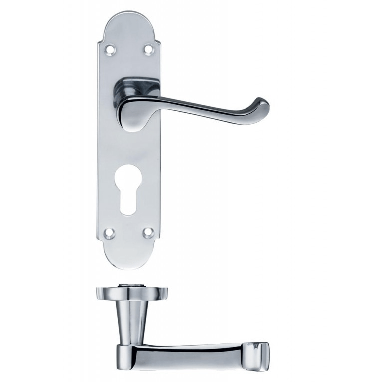 Victorian Lever Euro Door Handle Brass